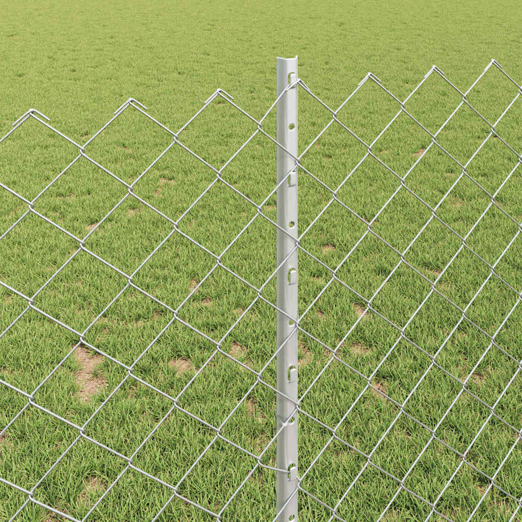 vidaXL Zaun mit Pfosten Silber 1 x 25 m Stahl