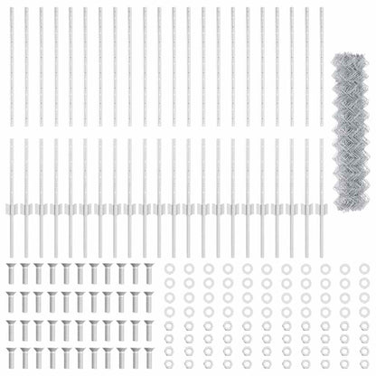 vidaXL Zaun mit Pfosten Silber 1 x 25 m Stahl