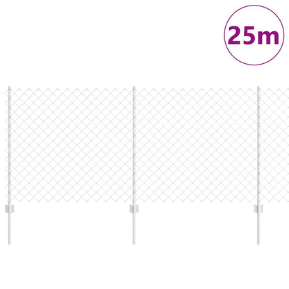 vidaXL Zaun mit Pfosten Silber 1 x 25 m Stahl