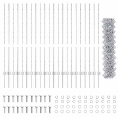 Zaun mit Pfosten Silber 1,2 x 25 m Stahl