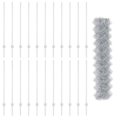 Zaun mit Pfosten Silber 1,2 x 25 m Stahl