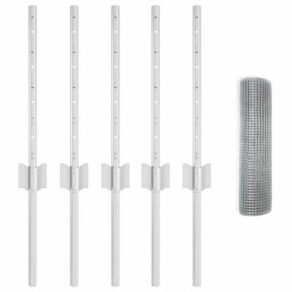 Zaun mit Pfosten Silber 0,4 x 10 m Stahl