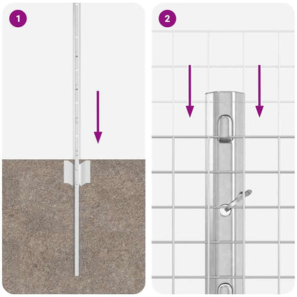 Zaun mit Pfosten Silber 0,4 x 10 m Stahl