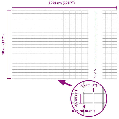 vidaXL Zaun mit Pfosten Silber 0,5 x 10 m Stahl