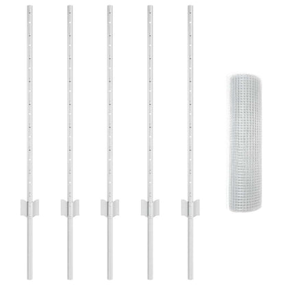 Zaun mit Pfosten Silber 0,8 x 10 m Stahl