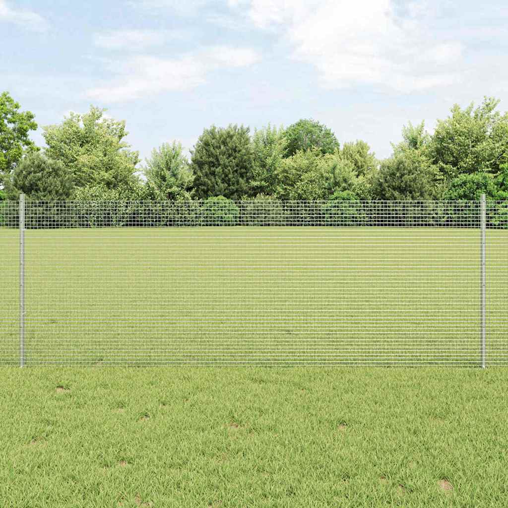 vidaXL Zaun mit Pfosten Silber 0,8 x 10 m Stahl