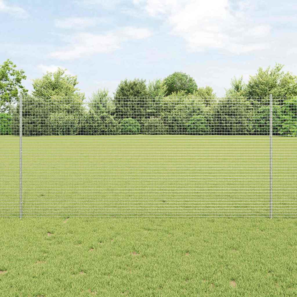 vidaXL Zaun mit Pfosten Silber 1,2 x 10 m Stahl
