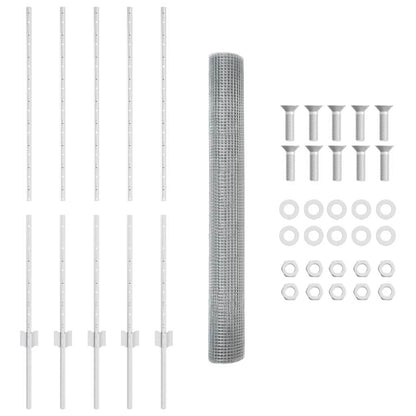 vidaXL Zaun mit Pfosten Silber 1,2 x 10 m Stahl
