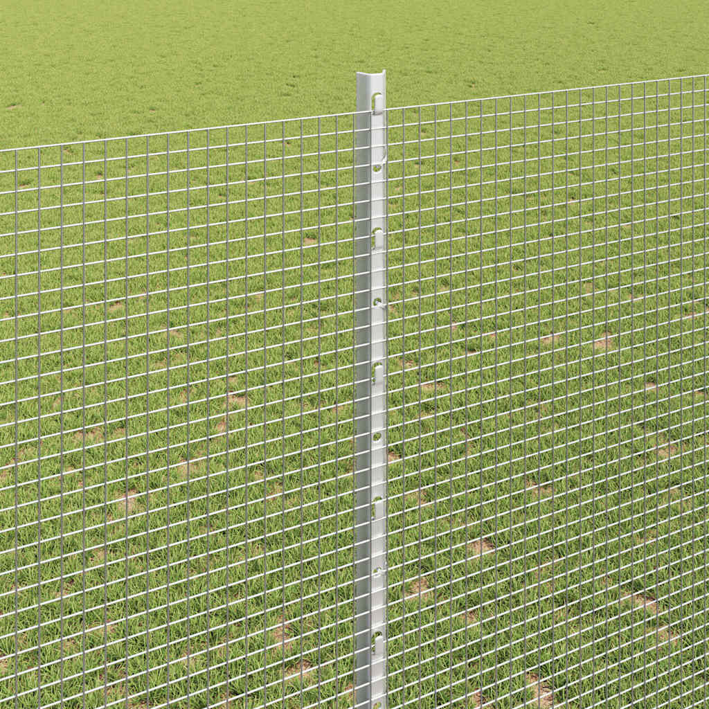 vidaXL Zaun mit Pfosten Silber 1,4 x 10 m Stahl