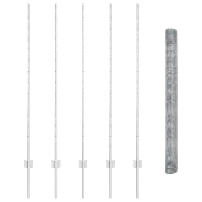 vidaXL Zaun mit Pfosten Silber 1,4 x 10 m Stahl
