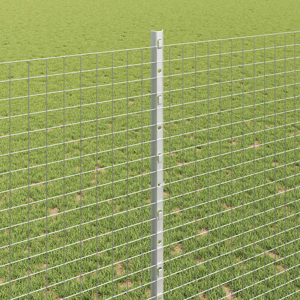 vidaXL Zaun mit Pfosten Silber 1,4 x 10 m Stahl