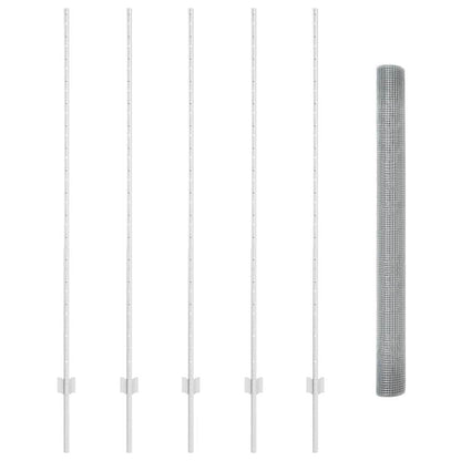 Zaun mit Pfosten Silber 1,6 x 10 m Stahl