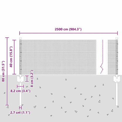 Zaun mit Pfosten Silber 0,4 x 25 m Stahl