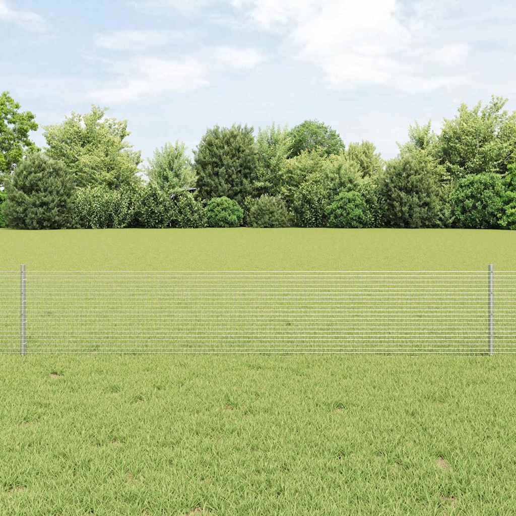 vidaXL Zaun mit Pfosten Silber 0,4 x 25 m Stahl