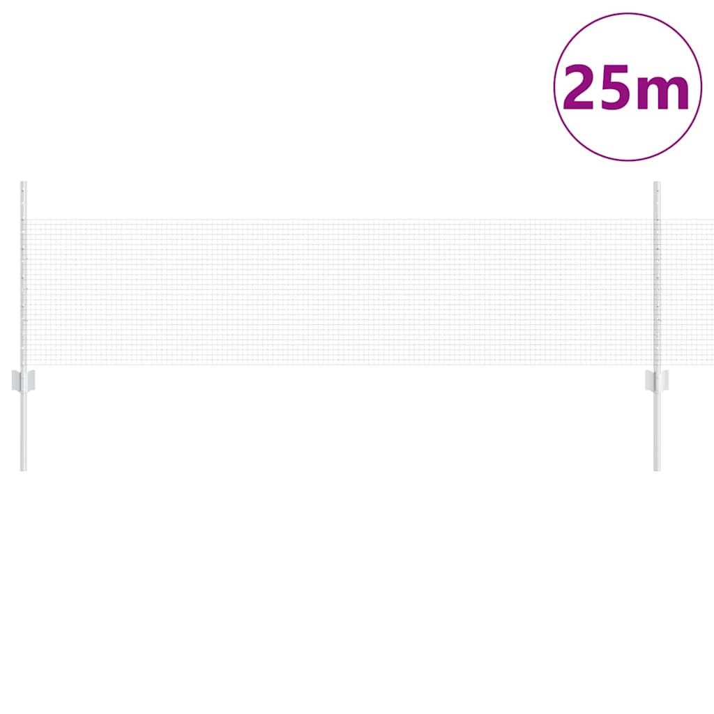 Zaun mit Pfosten Silber 0,5 x 25 m Stahl