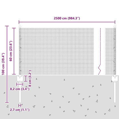 vidaXL Zaun mit Pfosten Silber 0,6 x 25 m Stahl