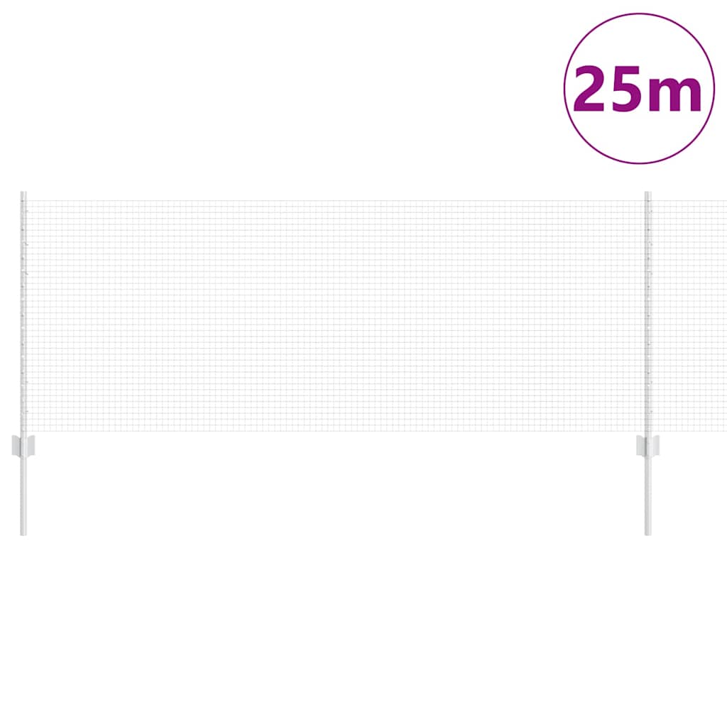 vidaXL Zaun mit Pfosten Silber 0,8 x 25 m Stahl