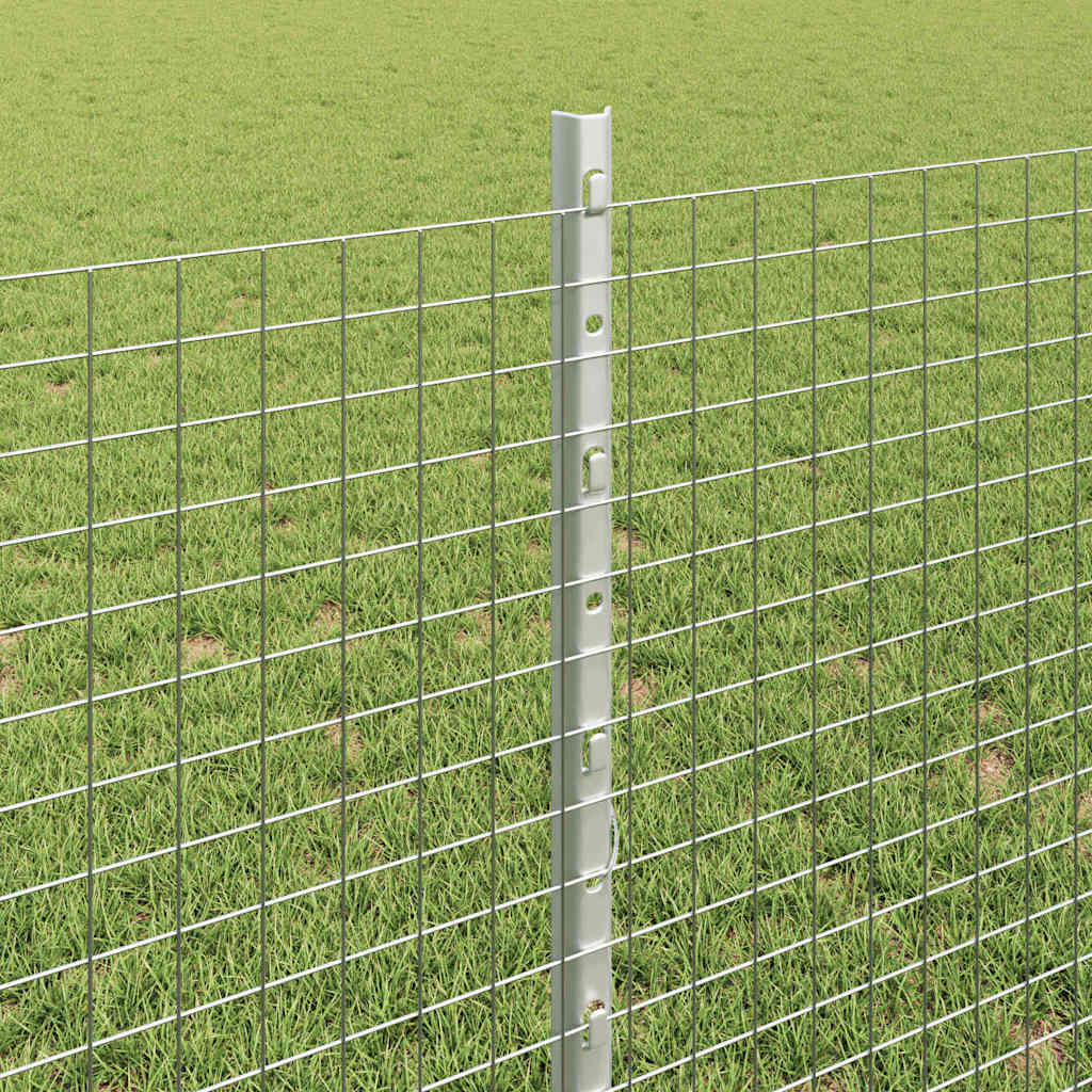 vidaXL Zaun mit Pfosten Silber 0,8 x 25 m Stahl