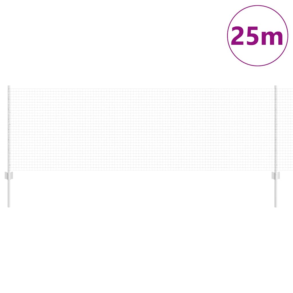 vidaXL Zaun mit Pfosten Silber 0,8 x 25 m Stahl