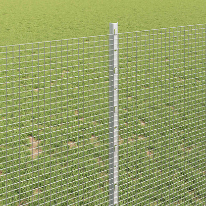 Zaun mit Pfosten Silber 1 x 25 m Stahl