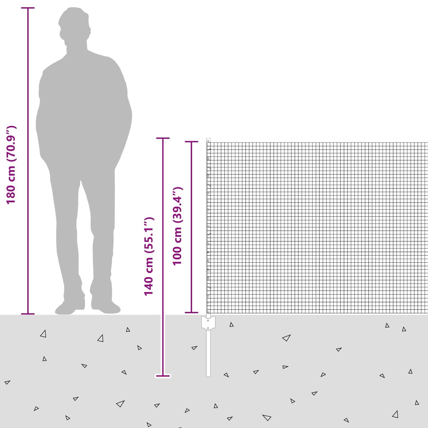 Zaun mit Pfosten Silber 1 x 25 m Stahl