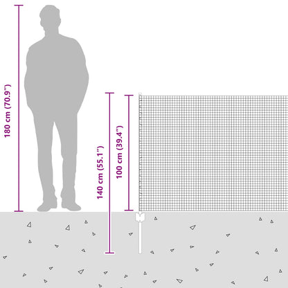Zaun mit Pfosten Silber 1 x 25 m Stahl
