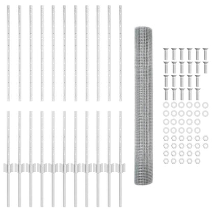 vidaXL Zaun mit Pfosten Silber 1 x 25 m Stahl