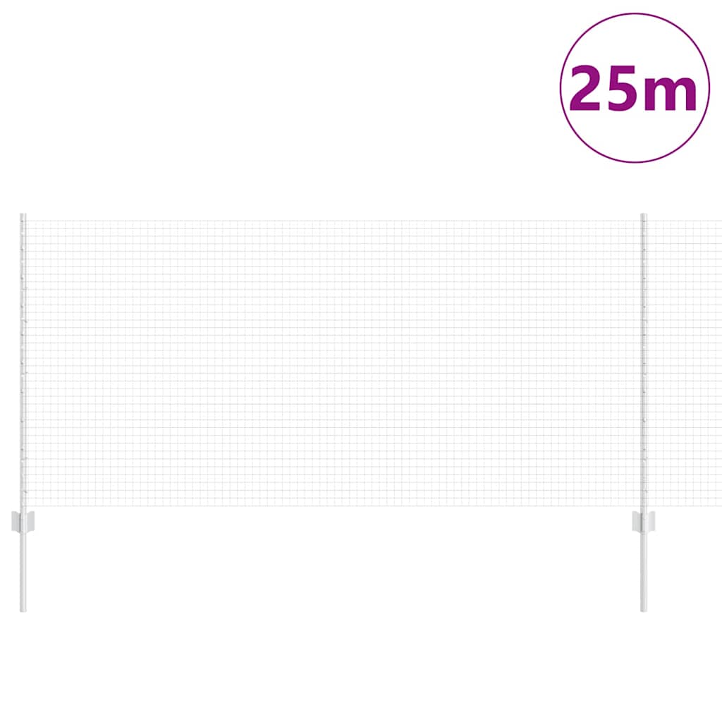 vidaXL Zaun mit Pfosten Silber 1 x 25 m Stahl