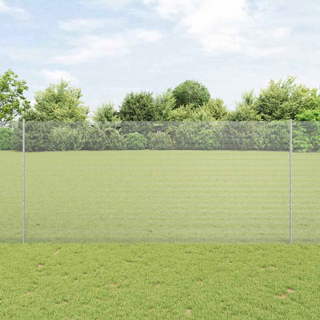 vidaXL Zaun mit Pfosten Silber 1,4 x 25 m Stahl