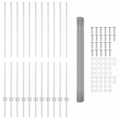 vidaXL Zaun mit Pfosten Silber 1,4 x 25 m Stahl