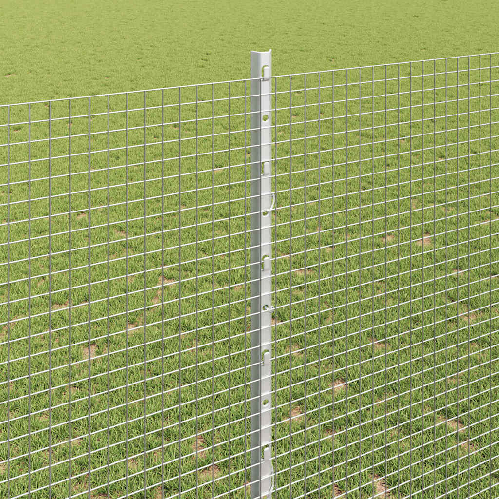 Zaun mit Pfosten Silber 1,4 x 25 m Stahl