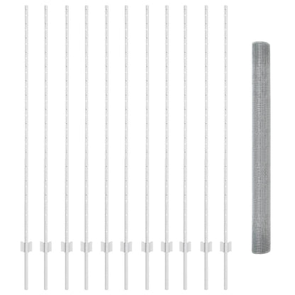 vidaXL Zaun mit Pfosten Silber 1.6 x 25 m Stahl