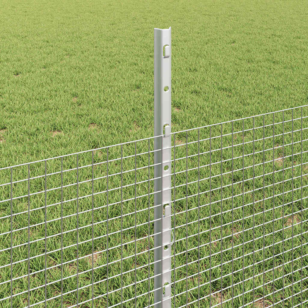 vidaXL Zaun mit Pfosten Silber 0,5 x 50 m Stahl