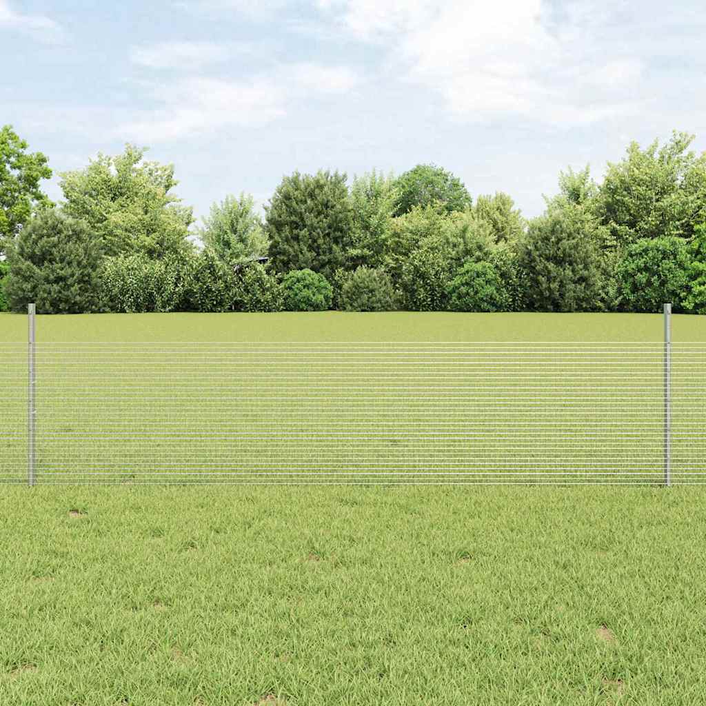 vidaXL Zaun mit Pfosten Silber 0,5 x 50 m Stahl