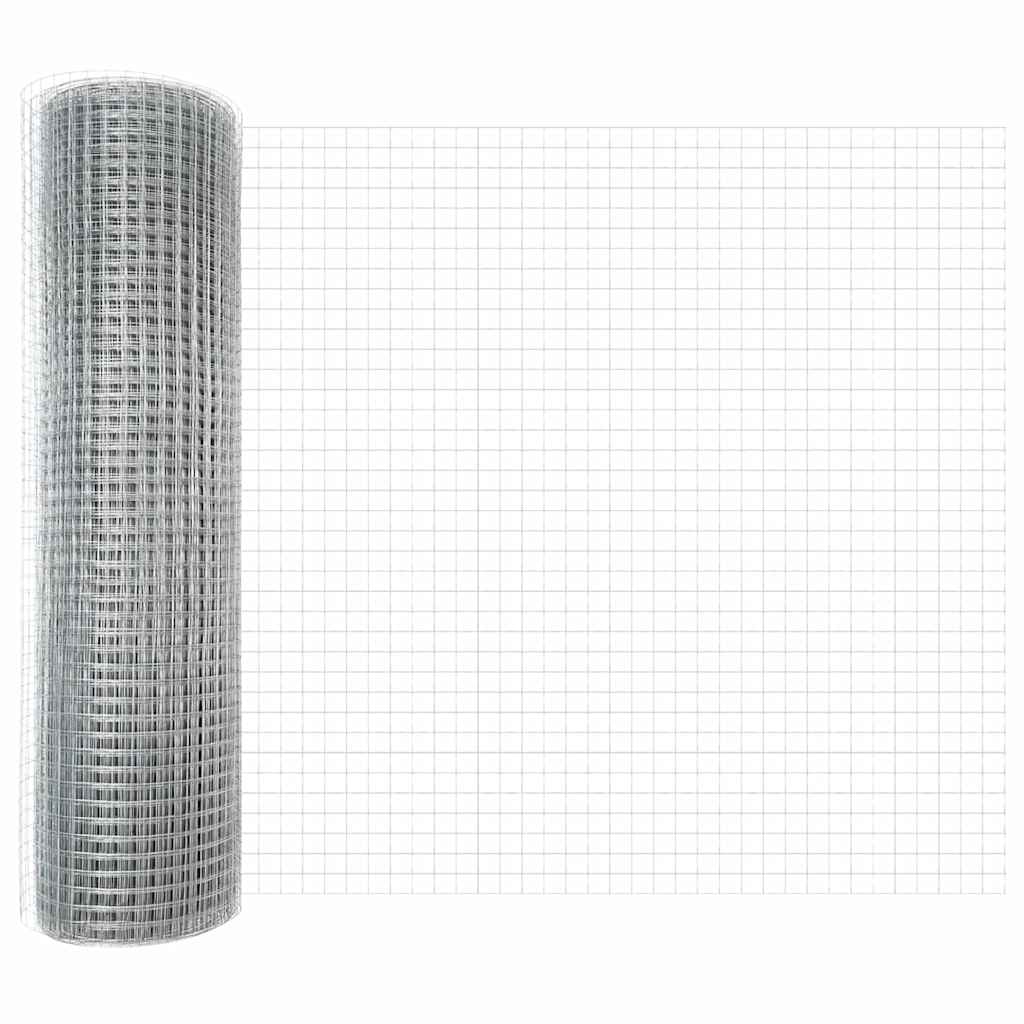 vidaXL Zaun mit Pfosten Silber 0,5 x 50 m Stahl