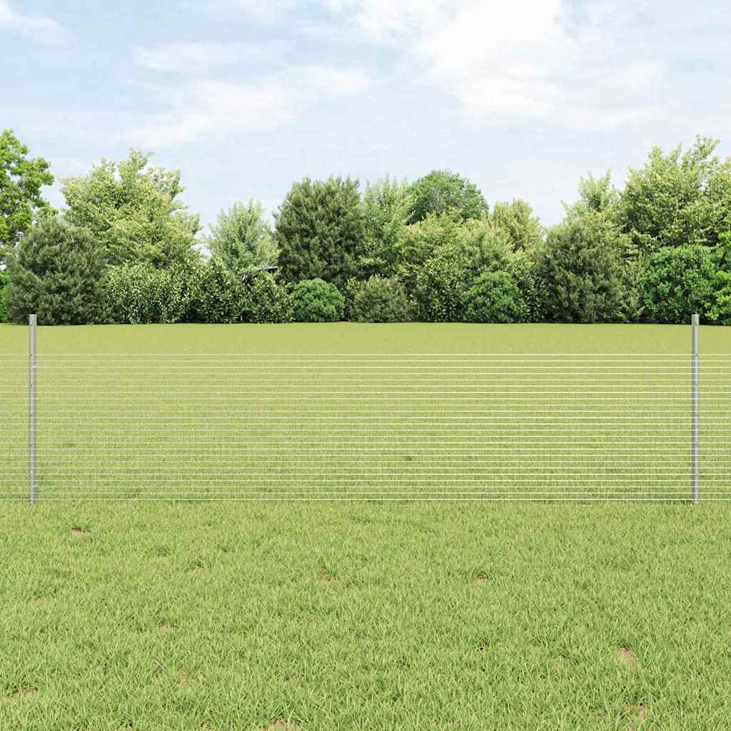 vidaXL Zaun mit Pfosten Silber 0,5 x 50 m Stahl
