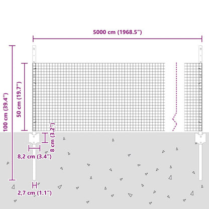 vidaXL Zaun mit Pfosten Silber 0,5 x 50 m Stahl