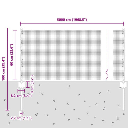 vidaXL Zaun mit Pfosten Silber 0,6 x 50 m Stahl