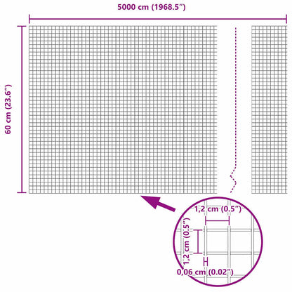 vidaXL Zaun mit Pfosten Silber 0,6 x 50 m Stahl