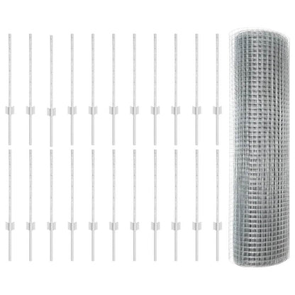 vidaXL Zaun mit Pfosten Silber 0,6 x 50 m Stahl