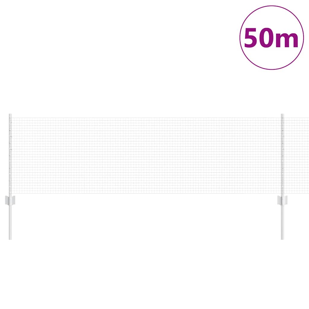 Zaun mit Pfosten Silber 0,6 x 50 m Stahl