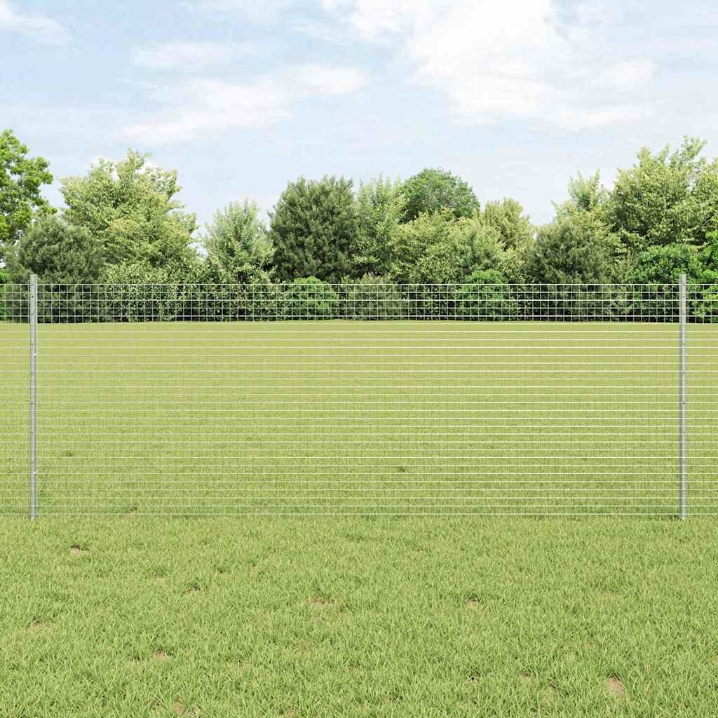 vidaXL Zaun mit Pfosten Silber 0,8 x 50 m Stahl