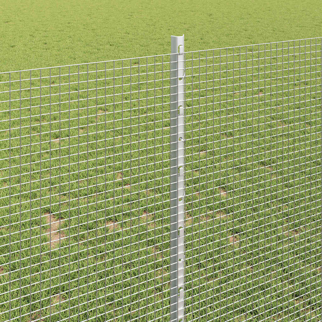 vidaXL Zaun mit Pfosten Silber 1 x 50 m Stahl