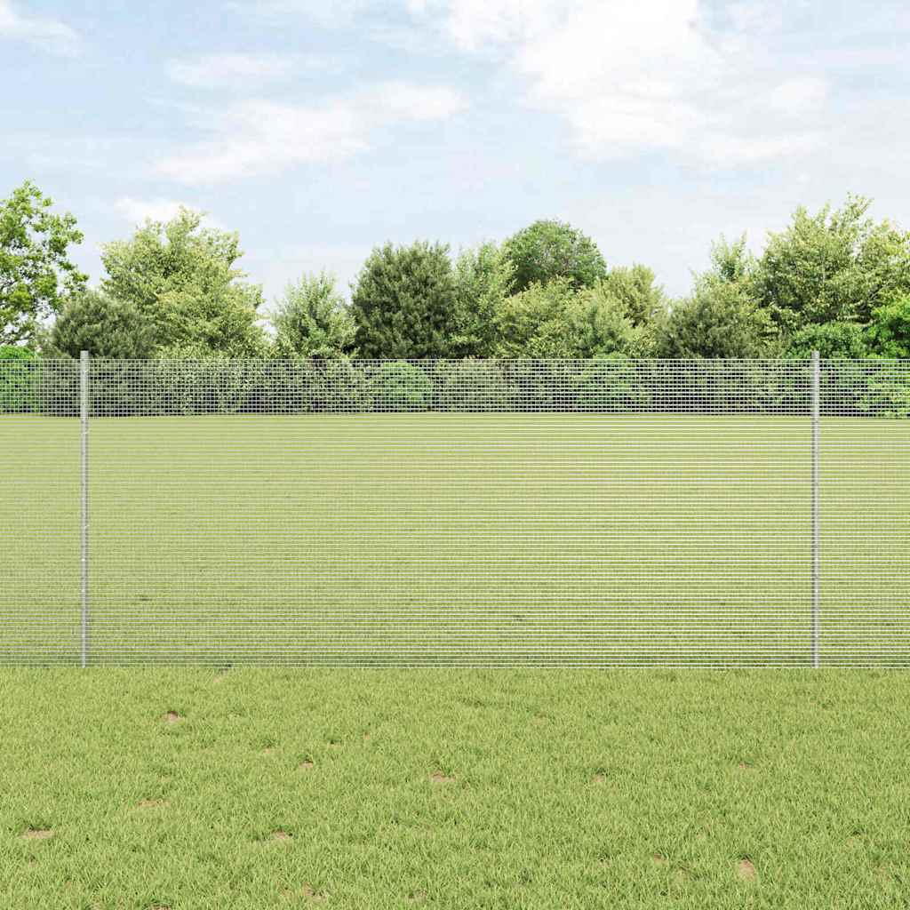 vidaXL Zaun mit Pfosten Silber 1 x 50 m Stahl