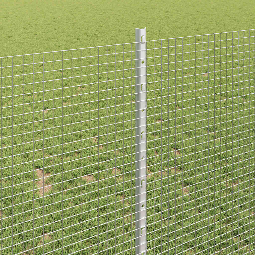 vidaXL Zaun mit Pfosten Silber 1 x 50 m Stahl