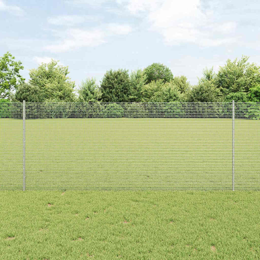 vidaXL Zaun mit Pfosten Silber 1 x 50 m Stahl