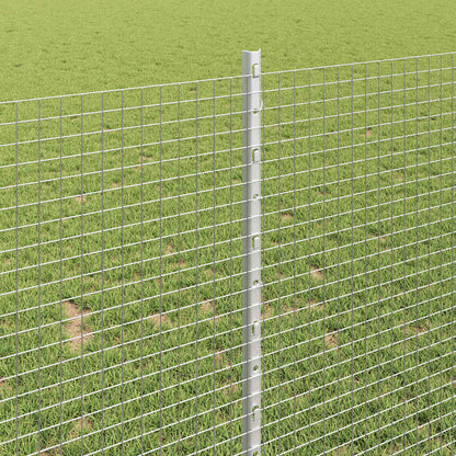 Zaun mit Pfosten Silber 1 x 50 m Stahl