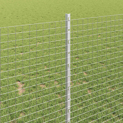 Zaun mit Pfosten Silber 1 x 50 m Stahl