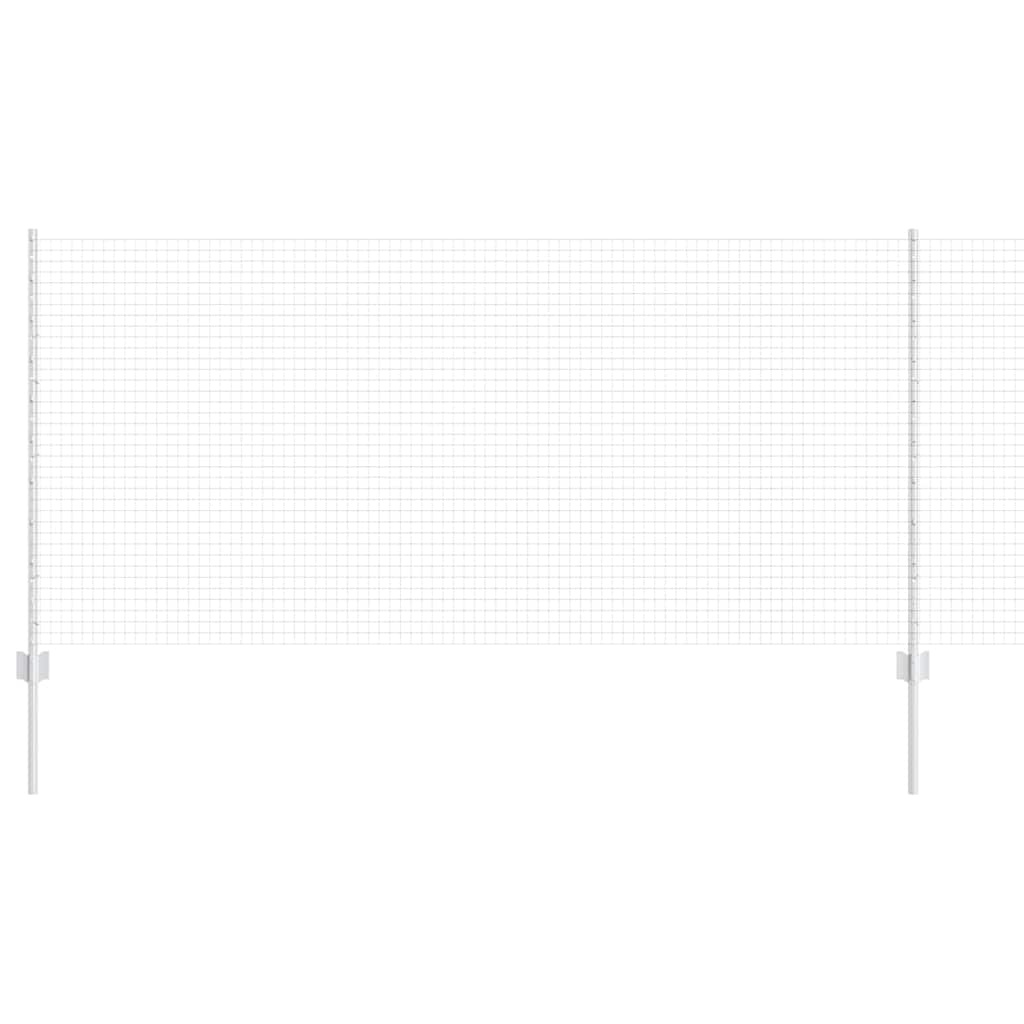 Zaun mit Pfosten Silber 1 x 50 m Stahl