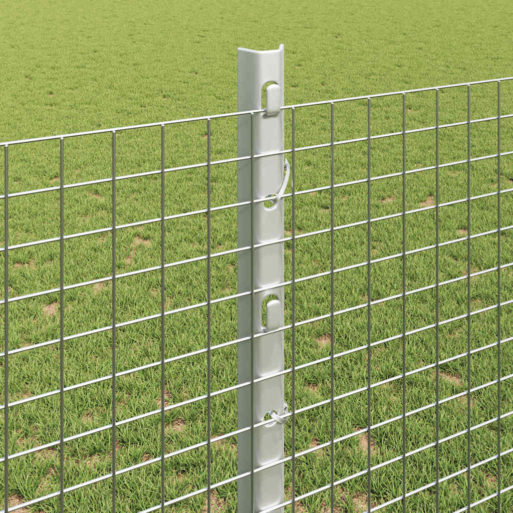 vidaXL Zaun mit Pfosten Silber 1,2 x 50 m Stahl